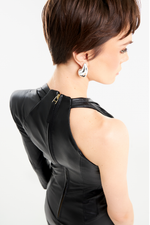 Vestido de Couro Legítimo Saori Preto