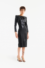 Vestido de Couro Legítimo Gogh Preto