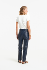 Calça de Couro Legítimo Takoah Navy Noir