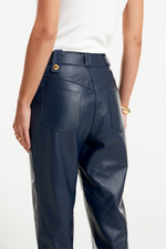 Calça de Couro Legítimo Takoah Navy Noir