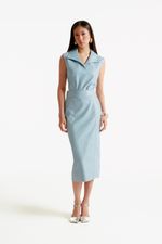 Saia de Couro Double Face Audrey Acqua & Tweed