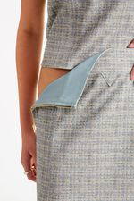 Saia de Couro Double Face Audrey Acqua & Tweed