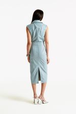 Saia de Couro Double Face Audrey Acqua & Tweed
