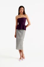Saia de Couro Double Face Audrey Acqua & Tweed