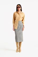 Saia de Couro Double Face Audrey Acqua & Tweed