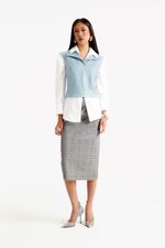 Saia de Couro Double Face Audrey Acqua & Tweed