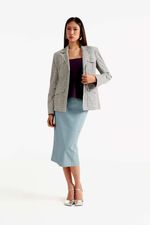 Saia de Couro Double Face Audrey Acqua & Tweed