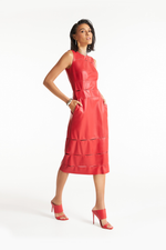 Vestido de Couro Legítimo FIG+GC Vermelho