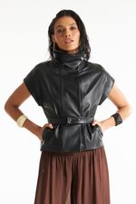 Blusa de Couro Legítimo FIG+GC Preto