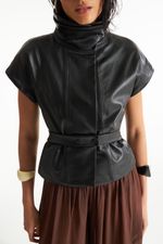 Blusa de Couro Legítimo FIG+GC Preto