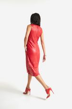 Vestido de Couro Legítimo FIG+GC Vermelho