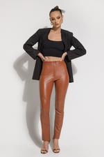 Calça de Couro Legítimo Stretch Kally Âmbar