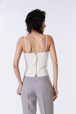 Regata de Couro Legítimo Mika Off-White