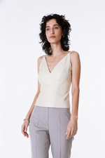 Regata de Couro Legítimo Mika Off-White
