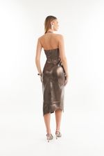 Vestido de Couro Sydney Fumê Lumine