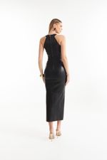 Vestido de Couro Legítimo Dara Preto