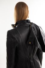 Parka de Couro Legítimo Mona Preto