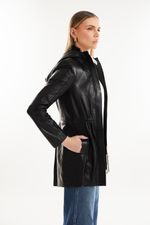 Parka de Couro Legítimo Mona Preto