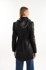 Parka de Couro Legítimo Mona Preto