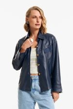 Camisa de Couro legítimo Sakiori Navy Noir