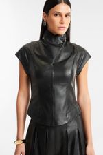 Blusa de Couro Legítimo Francis Preto