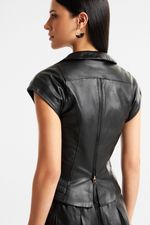 Blusa de Couro Legítimo Francis Preto
