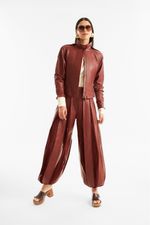 Calça de Couro Legítimo Myrien Mogno