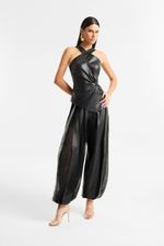 Calça de Couro Legítimo Myrien Preto