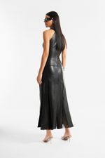 Saia de Couro Legítimo Vivienne Preto