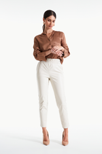 Calça de Couro Legítimo Jasper Off-White