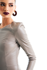 Vestido de Couro Legítimo Lana Papiro