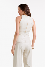 Regata de Couro Legítimo Dakota Off-White