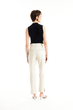 Calça de Couro Legítimo Louise Off-White