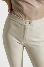 Calça de Couro Legítimo Stretch Kally Off-White