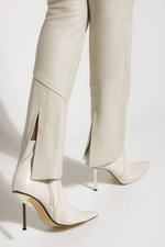 Calça de Couro Legítimo Stretch Kally Off-White
