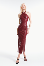 Vestido de Couro Legítimo Dara Granada