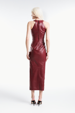 Vestido de Couro Legítimo Dara Granada