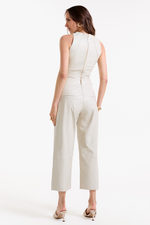 Calça Pantacourt de Couro Legítimo Wanda Off White