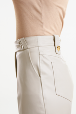 Calça de Couro Legítimo Takoah Off White
