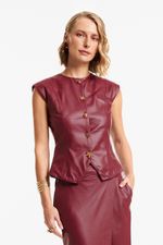 Blusa de Couro Legítimo Yoko Granada