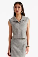 Blusa de Couro Legítimo Grace Tweed