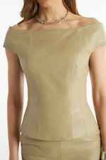 Blusa de Couro Legítimo Anna Khaki