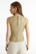 Regata de Couro Legítimo Gadot Khaki