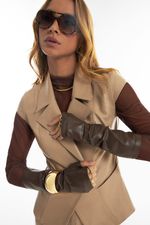 Luva de Couro Fingerless Ebano