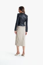 Saia de Couro Legítimo Lince Off White