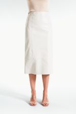 Saia de Couro Legítimo Lince Off White