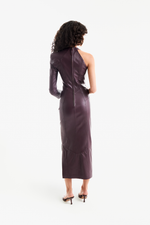 Vestido de Couro Legítimo Saori Pinot Noir