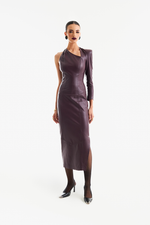Vestido de Couro Legítimo Saori Pinot Noir