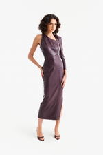 Vestido de Couro Legítimo Saori Pinot Noir