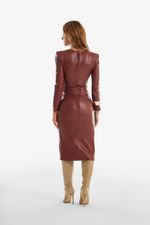 Vestido de Couro Legítimo Gutta Mogno
